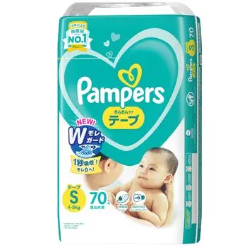 S Pampers diaper smooth care 70 pieces [Tape size] (4~8kg) белый