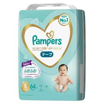 S Pampers лучшее для кожи 64 шт [размер ленты] подгузники, первый раз (4~8 кг),