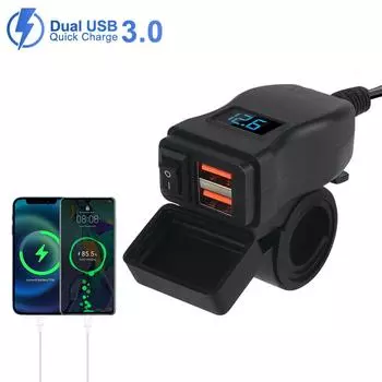 С переключателем Moto Аксессуар USB Quick Charge 3.0 12V Адаптер Водонепроницаемый Телефонный Разъем Зарядное Устройство для Мотоцикла, Устанавливаемое На Транспортное Средство