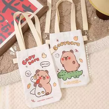 с плечевым ремнем Capybara чехол для бутылки с водой многоразовые холщовые защитные чехлы для бутылок помада Style 1