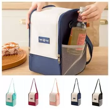 с плечевым ремнем, термосумка для ланча, большое отверстие, сумка для пикника, походная сумка вино красного