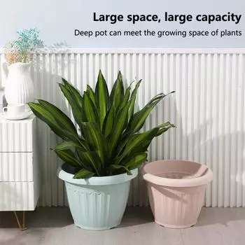 с поддоном для растений, утолщенный, креативный, имитация керамики, цветочные горшки S зелёный