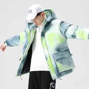 С подкладкой из хлопка Одежда с подкладкой из хлопка Зимняя мужская новая утолщенная стойка-воротник Одежда для хлеба Парная одежда Корейская версия Свободная одежда с подкладкой из хлопка M зелёный