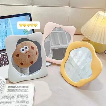 с подставкой держатель настольные зеркала HD зеркало туалетный столик зеркало Ins косметическое зеркало общежитие Yellow-Square