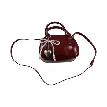 С подвеской Серебряная сумка через плечо Бостонская сумка Модная ПУ сумка для боулинга Уличная одежда белый