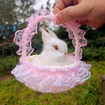 С подвесной корзиной, плюшевые фигурки кроликов, плюшевые спящие кошки, украшения для автомобиля style A