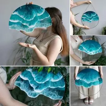 с подвесной веревкой акриловые подвесные украшения океанский пейзаж морская волна окрашенные акриловые панели для помещений Style 5