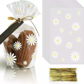 С проволокой для завязывания Прозрачная упаковка для конфет, печенья, выпечки, запечатанный пакет, подарочные пакеты, упаковочный пакет S прозрачный