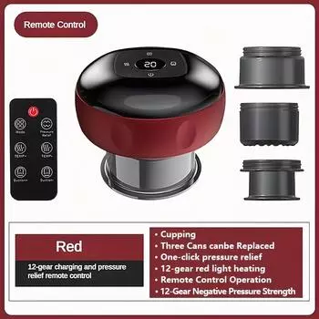 С пультом дистанционного управления, модель 12 передач, перезаряжаемый через USB, декомпрессионный экстрактор банок, 3 сменные банки, дистанционное управление белый