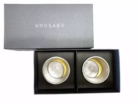 с японской чашкой для сакэ Nousaku Moon, набор из 2 штук [упакованная бумага]