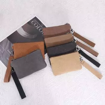 с ремешком на шею холщовый кошелек для монет сумка для хранения карт простая сумка для мелких предметов женская чёрный