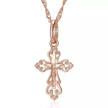 с роскошными крестиками для мужчин и женщин, цвет розового золота, христианский, церковный, Иисус, блестящий шарм, на каждый день, изящные украшения H1872