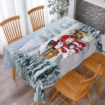 С Рождеством белый снеговик прямоугольная скатерть, ткань для украшения семейного ужина, коврик для пикника на открытом воздухе, многоразовая скатерть 40x70cm is very sma