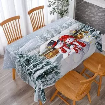 С Рождеством белый снеговик прямоугольная скатерть, ткань для украшения семейного ужина, коврик для пикника на открытом воздухе, многоразовая скатерть 40x70cm is very sma
