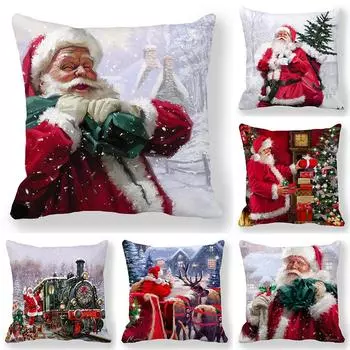 С Рождеством Чехлы для подушек Санта-Снеговик наволочка Рождественский орнамент подарок диван домашний декор квадратная наволочка с принтом 40x40cm