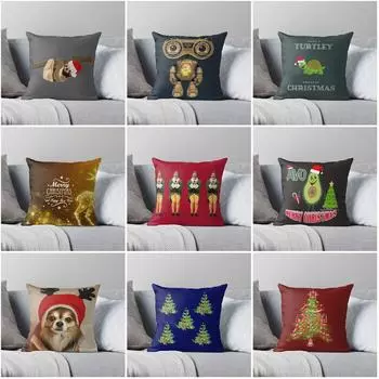 С Рождеством домашние наволочки День животных Чехлы для подушек в скандинавском стиле Современная гостиная диван-кровать осень 40x40cm