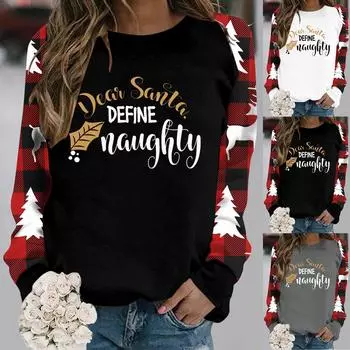 С Рождеством футболки женские рождественские футболки топы с буквенным принтом футболки с длинными рукавами