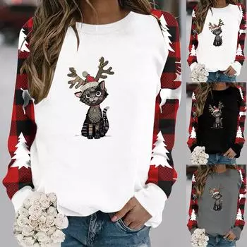 С Рождеством футболки женские рождественские футболки топы с буквенным принтом футболки с длинными рукавами