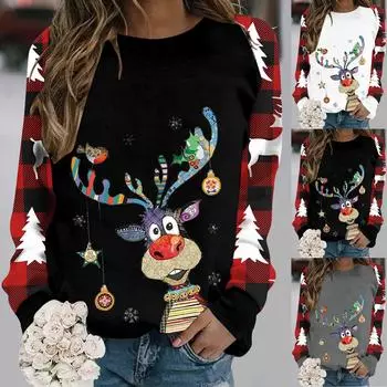 С Рождеством футболки женские рождественские футболки топы с буквенным принтом футболки с длинными рукавами