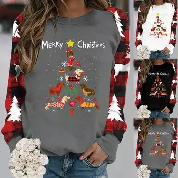 С Рождеством футболки женские рождественские футболки топы с буквенным принтом футболки с длинными рукавами