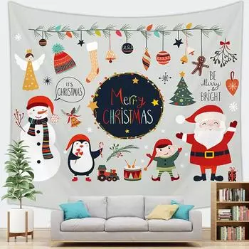 С Рождеством гобелен Рождественская елка Санта-Клаус Снеговик настенный домашний ковер Декор для гостиной и спальни эстетическое одеяло 100x75cm