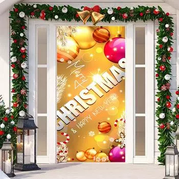 С Рождеством Христовым дверной чехол, украшение, ткань, праздничный дверной чехол, наклейка, подвесная ткань, украшение на дверь комнаты, гобелен 90x200 cm