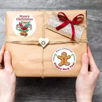 С Рождеством Христовым стикеры для открыток, упаковочные этикетки, рождественский узор, самоклеящаяся подарочная упаковка, устойчивые к выцветанию рождественские этикетки 3.8cm