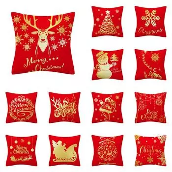 С Рождеством и Рождеством, красный принт, наволочка для дома, гостиной, украшение для дивана, квадратная наволочка 40X40CM