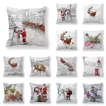 С Рождеством и Рождеством, рождественские украшения, наволочка с принтом для дома, гостиной, дивана, украшение, квадратная наволочка 40X40CM