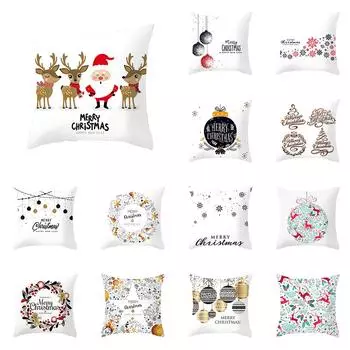С Рождеством милый лось с принтом снежинки, наволочка для подушки, домашний декор для гостиной, подушка, чехол 45x45 см 40X40CM