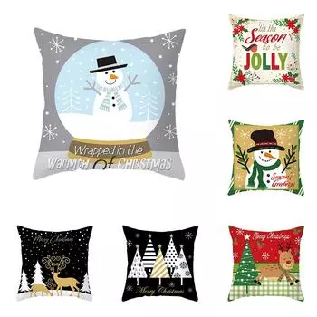 С Рождеством милый мультяшный снеговик с принтом лося, чехол для подушки, домашний декор для гостиной, дивана, квадратная подушка, наволочка 40X40CM