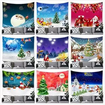С Рождеством мультфильм снеговик трансграничный гобелен настенный 100x75cm