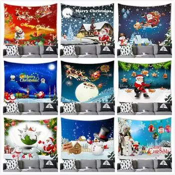 С Рождеством мультфильм снеговик трансграничный гобелен настенный 100x75cm