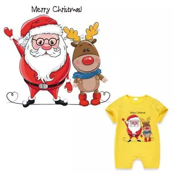 С Рождеством нашивки для одежды моющиеся железные наклейки теплопередающие наклейки на одежду