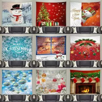 С Рождеством Рождественская елка Санта-Клаус гобелен с принтом для дома, гостиной, спальни, украшение, настенный гобелен 100x75cm