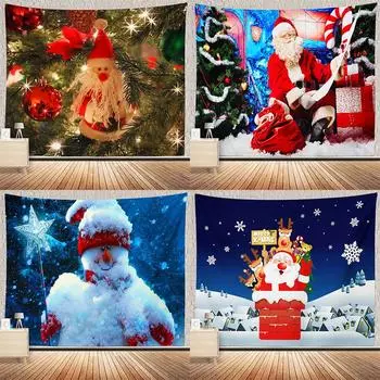 С Рождеством Санта-Клаус гобелен с принтом на потолок, гостиная, спальня, украшение на стену, гобелен 230x180 см 100x75cm