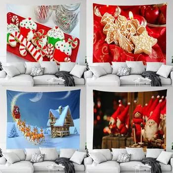 С Рождеством Санта-Клаус гобелен с принтом на потолок, гостиная, спальня, украшение на стену, гобелен 230x180 см 100x75cm