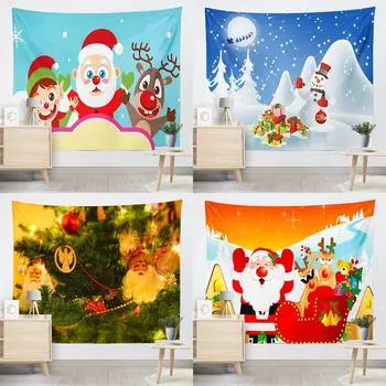 С Рождеством Санта-Клаус гобелен с принтом на потолок, гостиная, спальня, украшение на стену, гобелен 230x180 см 100x75cm