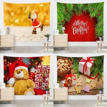 С Рождеством Санта-Клаус гобелен с принтом на потолок, гостиная, спальня, украшение на стену, гобелен 230x180 см 100x75cm