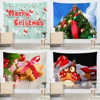 С Рождеством Санта-Клаус гобелен с принтом на потолок, гостиная, спальня, украшение на стену, гобелен 230x180 см 100x75cm