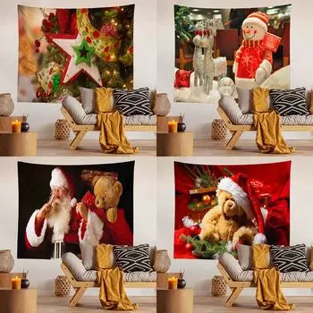 С Рождеством Санта-Клаус гобелен с принтом на потолок, гостиная, спальня, украшение на стену, гобелен 230x180 см 100x75cm