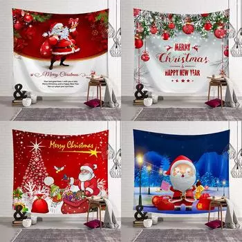 С Рождеством Санта-Клаус, подарочное украшение, гобелен с принтом, украшение для дома, гостиной, спальни, настенный гобелен 100x75cm