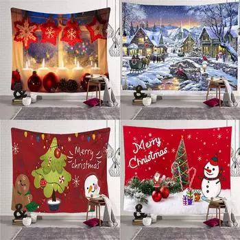 С Рождеством Санта-Клаус, рождественские украшения для елки, гобелен с принтом, украшение для дома, гостиной, спальни, стены, гобелен 100x75cm