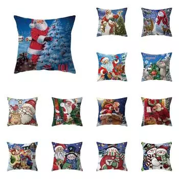 С Рождеством Санта-Клаус с принтом наволочка для дома, гостиной, украшения дивана, полиэстеровая подушка, наволочка 40X40CM