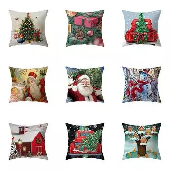 С Рождеством Санта-Клаус с принтом, полиэстеровый чехол для подушки, украшение для дома, гостиной, дивана, квадратная подушка, наволочка 40X40CM