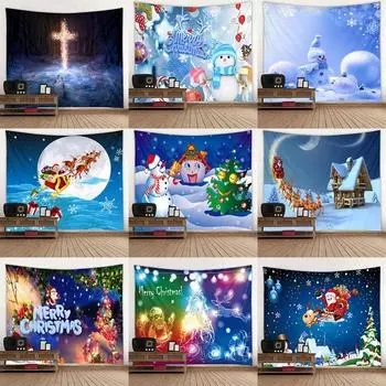 С Рождеством Санта-Клаус украшения печатный гобелен дома гостиная спальня украшение стены фон ткань гобелен 100x75cm