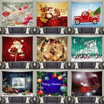 С Рождеством Санта-Клаус украшения печатный гобелен дома гостиная спальня украшение стены фон ткань гобелен 100x75cm