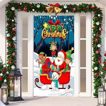 С Рождеством украшение двери наружные наклейки гобелен с Рождеством баннер для двери стены 90x200 cm