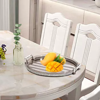 с ручками, сервировочный поднос в европейском стиле, круглые креативные подносы для хранения косметики, парфюмерия 1 Tier