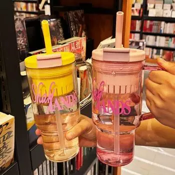 с ручкой 1200 мл стакан для питья стакан с трубочкой ручка стакан для ледяной воды спортивные бутылки для воды путешествия фитнес зелёный